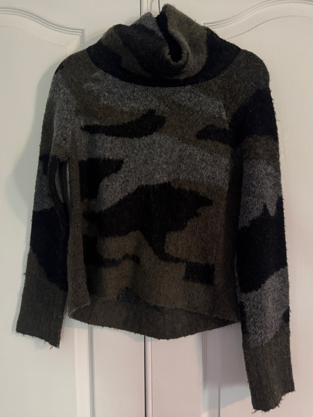 Aqua Women's Cowl Neck Sweater in Gray, Black and Olive